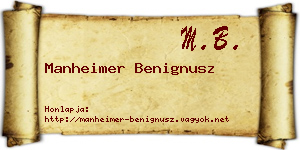 Manheimer Benignusz névjegykártya